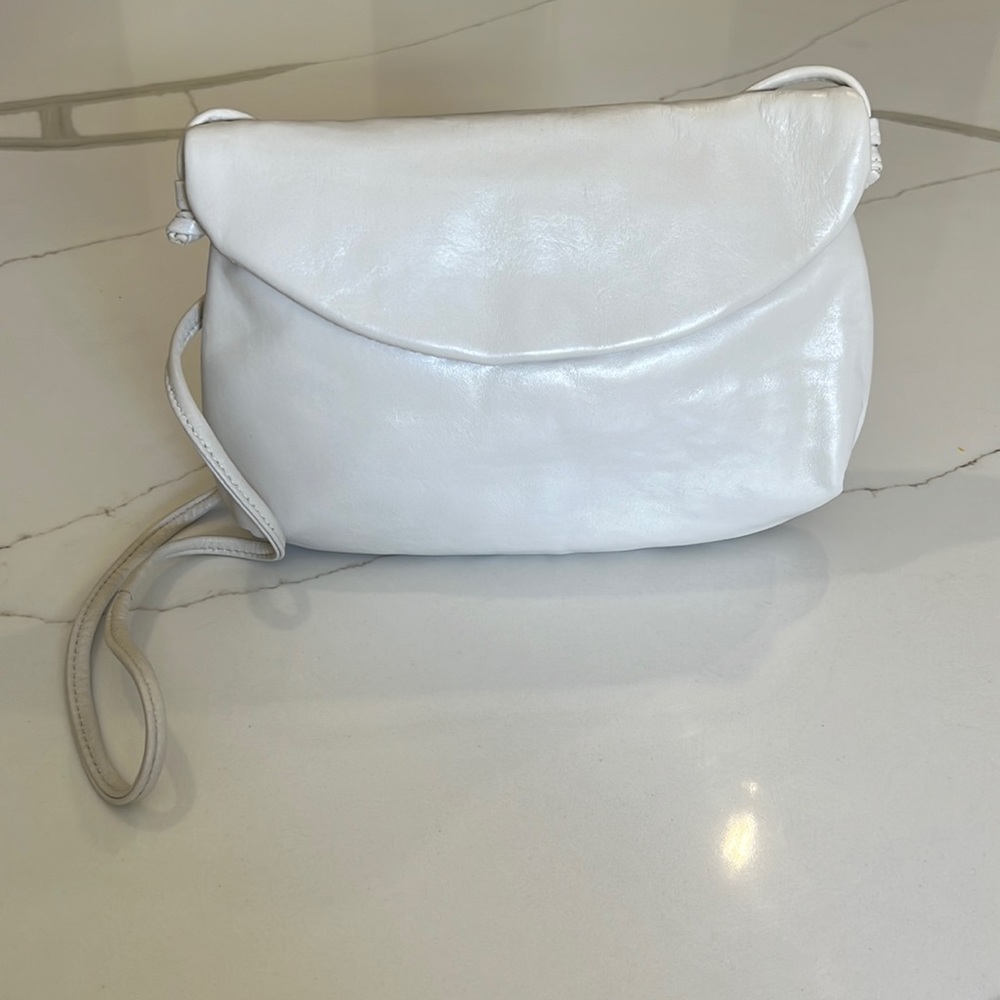 Beige leather crossbody
